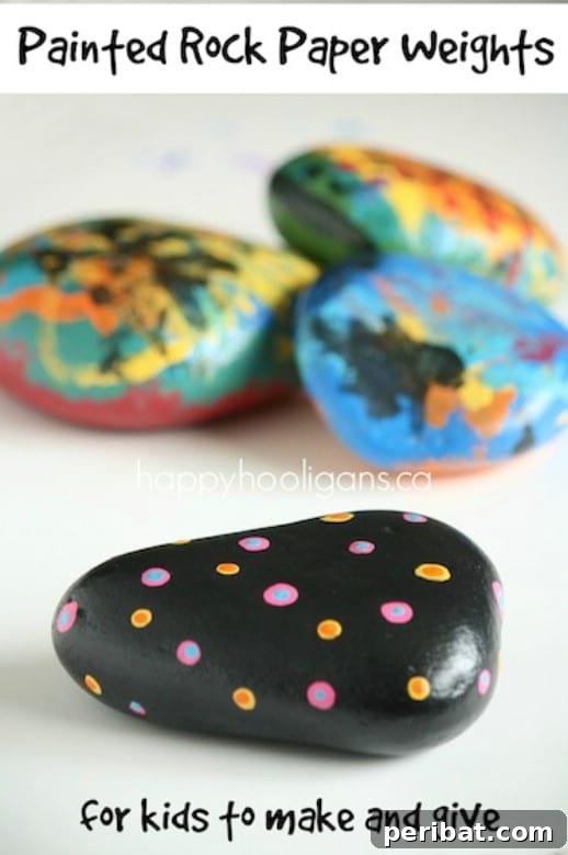35 Adorable Mother's Day Crafts Kids and Toddlers Can Make 34 Simple Painted Rock Paper Weight with child's design