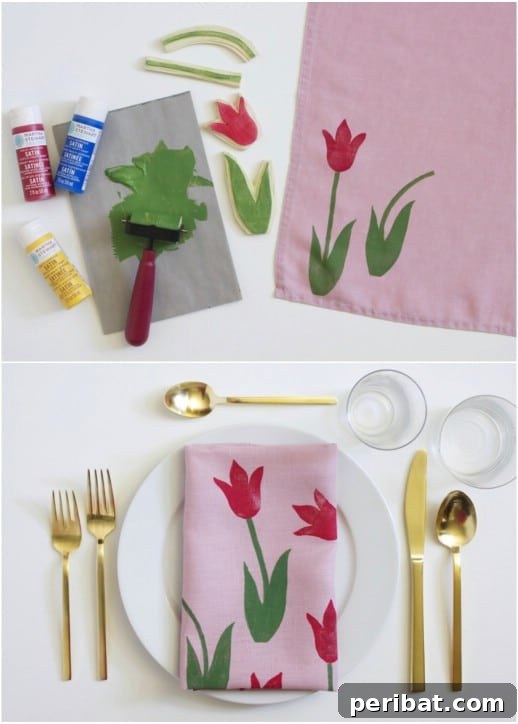 35 Adorable Mother's Day Crafts Kids and Toddlers Can Make 7 Cute Block Print Tulip Napkin made by children