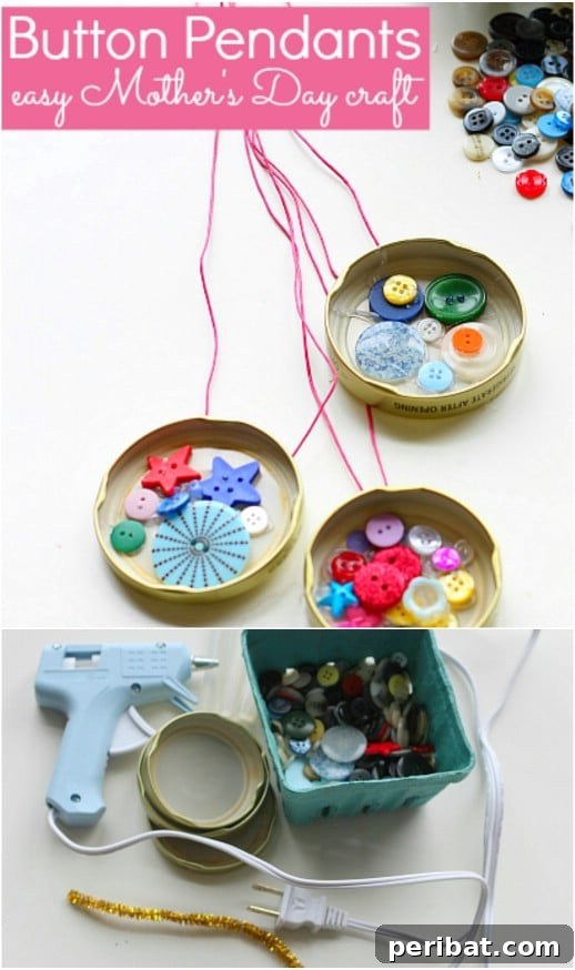 35 Adorable Mother's Day Crafts Kids and Toddlers Can Make 10 Colorful DIY Button Pendants crafted by toddlers
