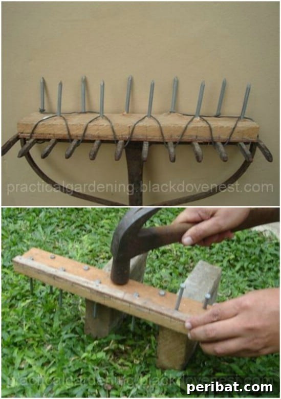 7 Easy DIY Aerators for Your Best Lawn Ever 6 DIY Repurposed Rake Lawn Aerator