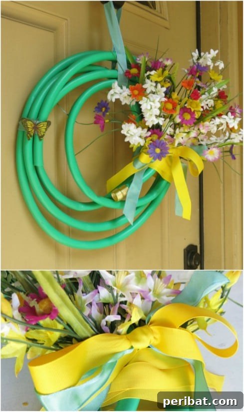 Dollar Store Summer Wreaths: 25 Gorgeous DIY Ideas 11 DIY Flowery Summer Garden Hose Wreath