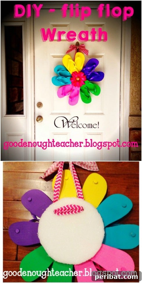 Dollar Store Summer Wreaths: 25 Gorgeous DIY Ideas 17 DIY Summer Flip Flop Wreath