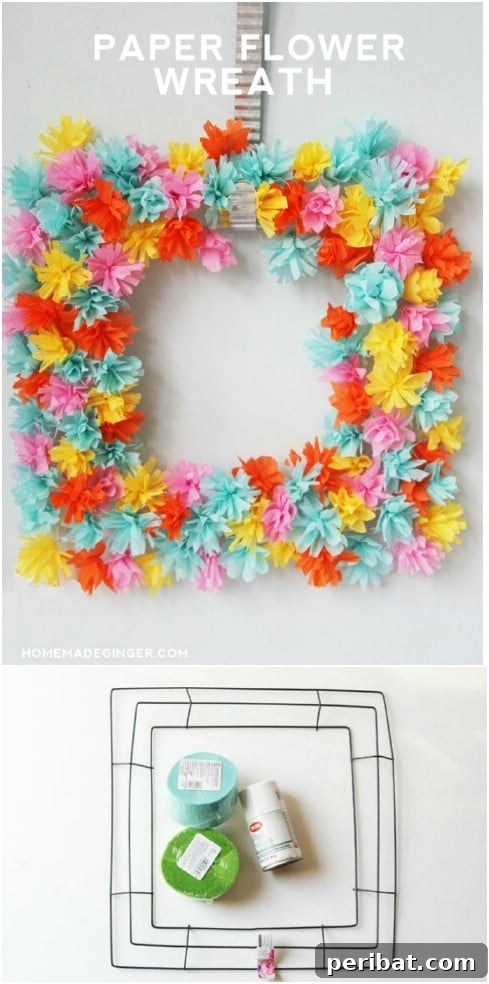 Dollar Store Summer Wreaths: 25 Gorgeous DIY Ideas 21 Cheap DIY Paper Flower Wreath
