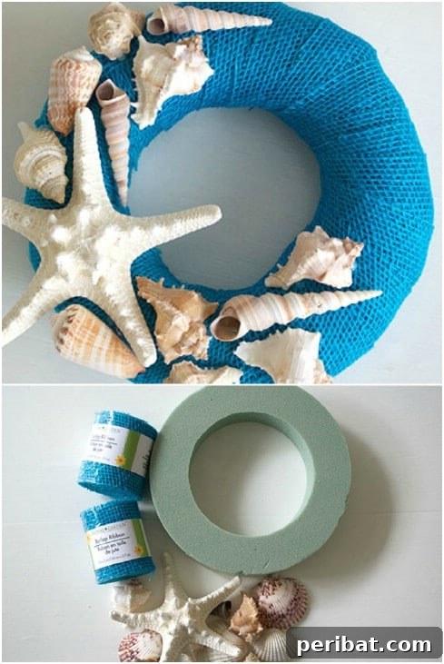 Dollar Store Summer Wreaths: 25 Gorgeous DIY Ideas 24 Beach Inspired DIY Seashell Wreath