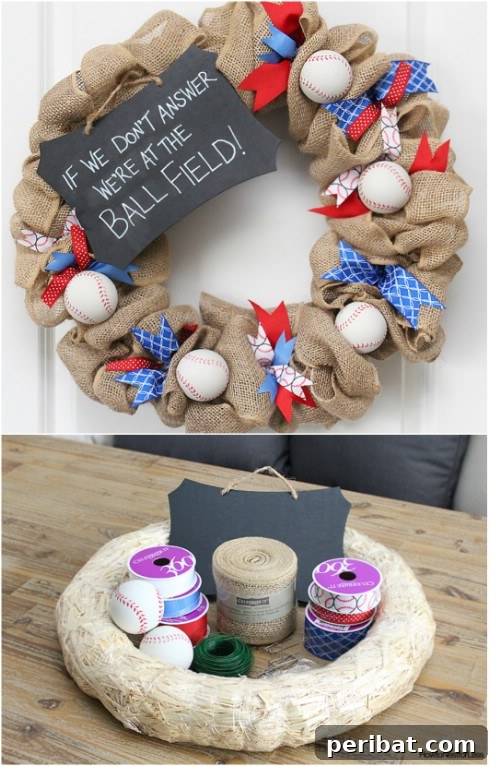 Dollar Store Summer Wreaths: 25 Gorgeous DIY Ideas 4 DIY Burlap Baseball Wreath