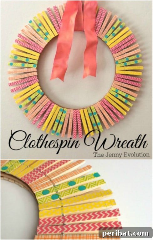 Dollar Store Summer Wreaths: 25 Gorgeous DIY Ideas 5 Colorful DIY Clothespin Wreath