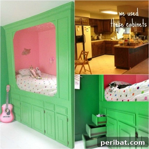 Ingenious Ways to Repurpose Old Kitchen Cabinets 3 DIY Built In Bed from repurposed kitchen cabinets