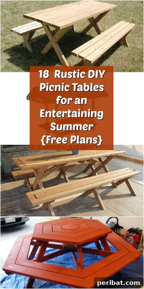 DIY Rustic Picnic Tables: 18 Free Plans for Summer Gatherings 2 Rustic DIY Picnic Tables for an Entertaining Summer