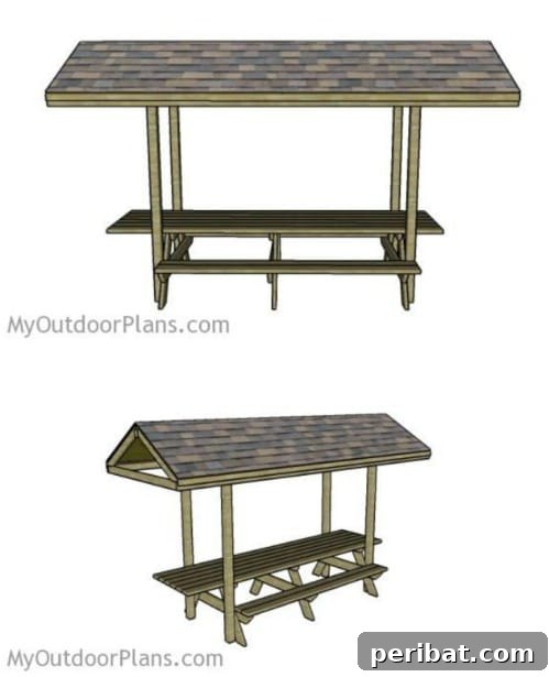 DIY Rustic Picnic Tables: 18 Free Plans for Summer Gatherings 17 12 Foot DIY Picnic Table With Roof