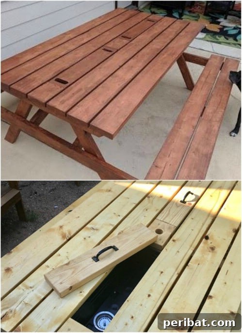 DIY Rustic Picnic Tables: 18 Free Plans for Summer Gatherings 19 Easy Hidden Trough Picnic Table