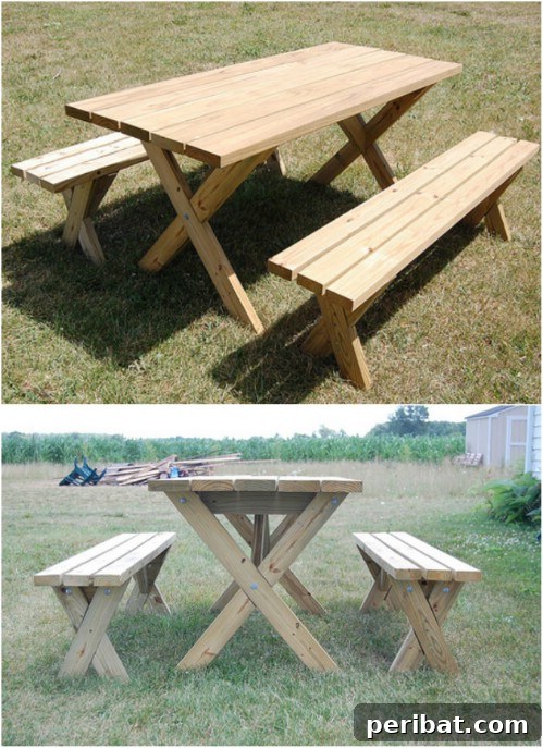 DIY Rustic Picnic Tables: 18 Free Plans for Summer Gatherings 20 Easy Weekend DIY Picnic Table