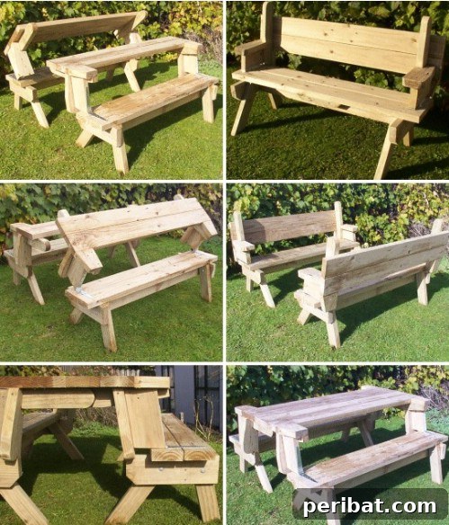 DIY Rustic Picnic Tables: 18 Free Plans for Summer Gatherings 5 Convertible Bench To Picnic Table