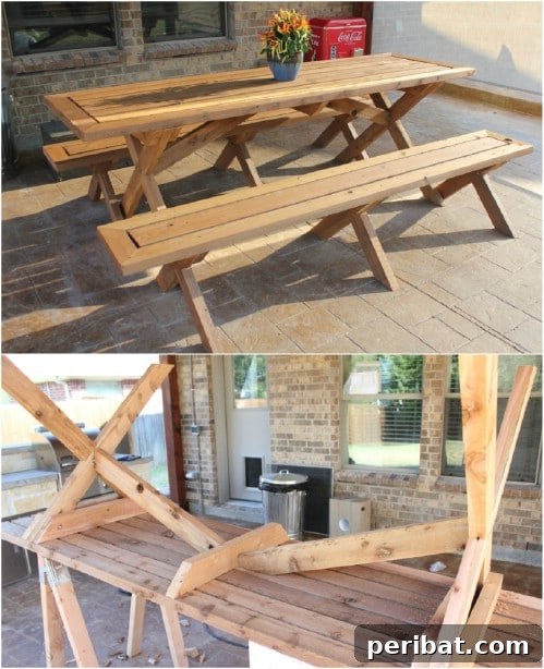DIY Rustic Picnic Tables: 18 Free Plans for Summer Gatherings 7 DIY Picnic Table With Detached Benches