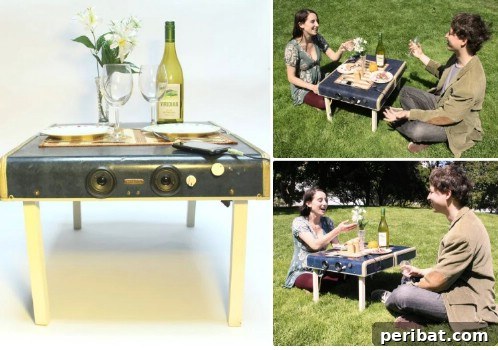 DIY Rustic Picnic Tables: 18 Free Plans for Summer Gatherings 9 Repurposed Suitcase Picnic Table For Two