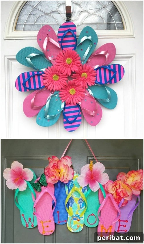 10 Mind-Blowing Ways to Reinvent Your Old Shoes 5 Old Flip Flop Welcome Sign