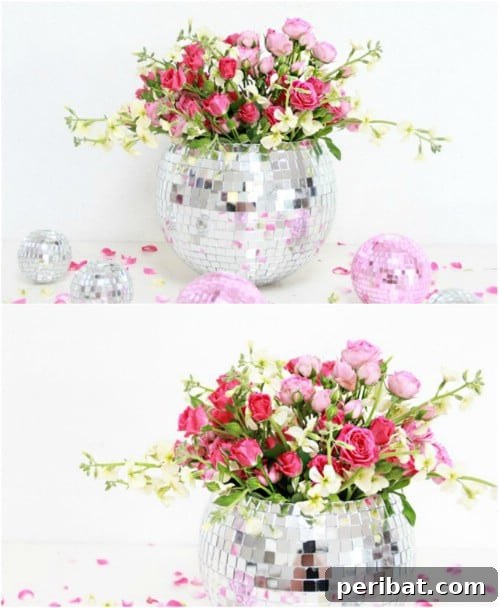 Repurposed Disco Ball Vase