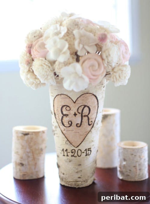 Personalized Birch Wood Vase