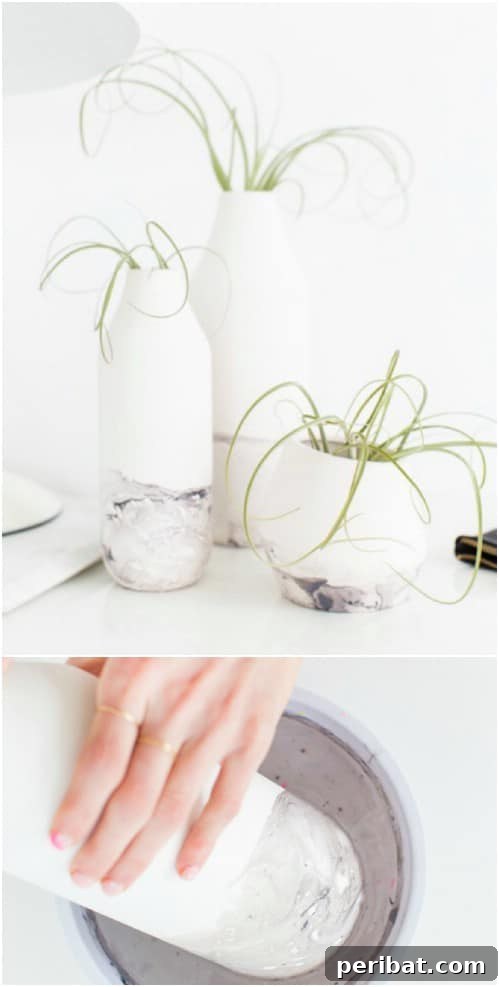 DIY Swirled Marble Vases