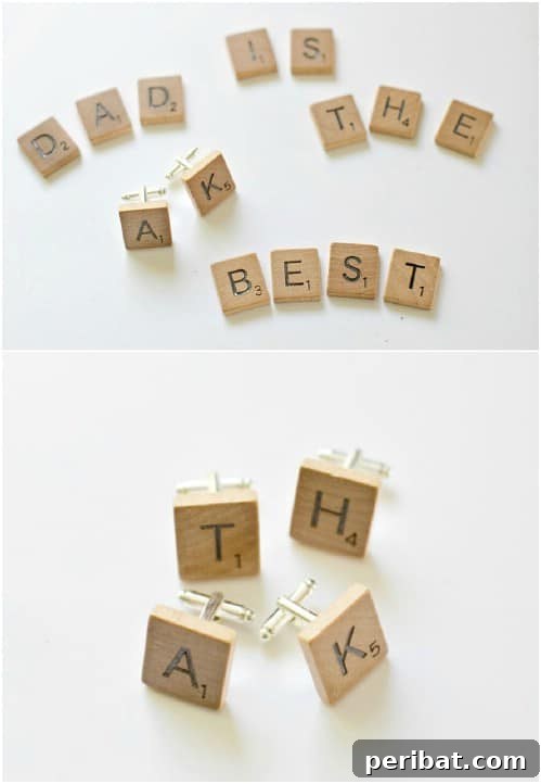 25 Cute and Quick Father's Day Crafts from Kids 22 Scrabble Monogrammed Cufflinks