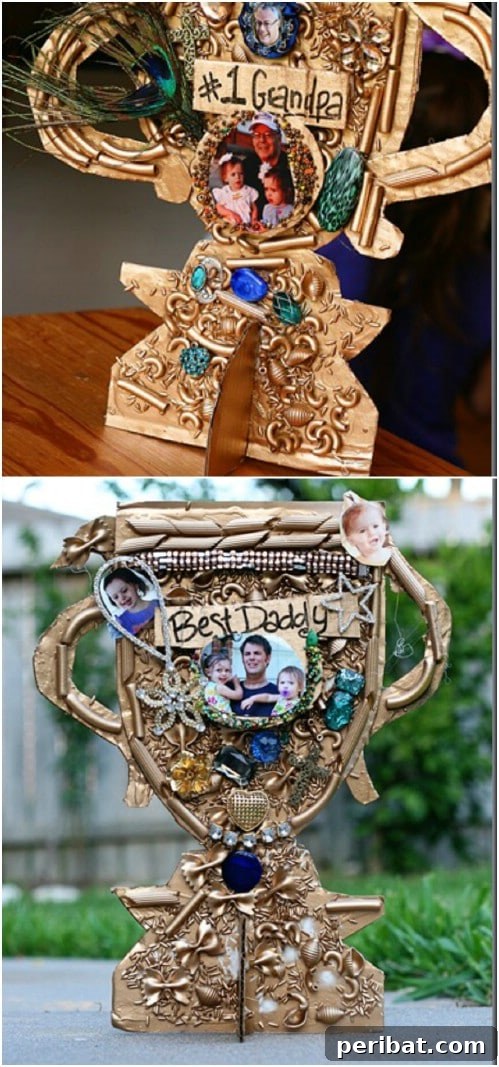25 Cute and Quick Father's Day Crafts from Kids 28 Upcycled Cardboard Dad Trophy