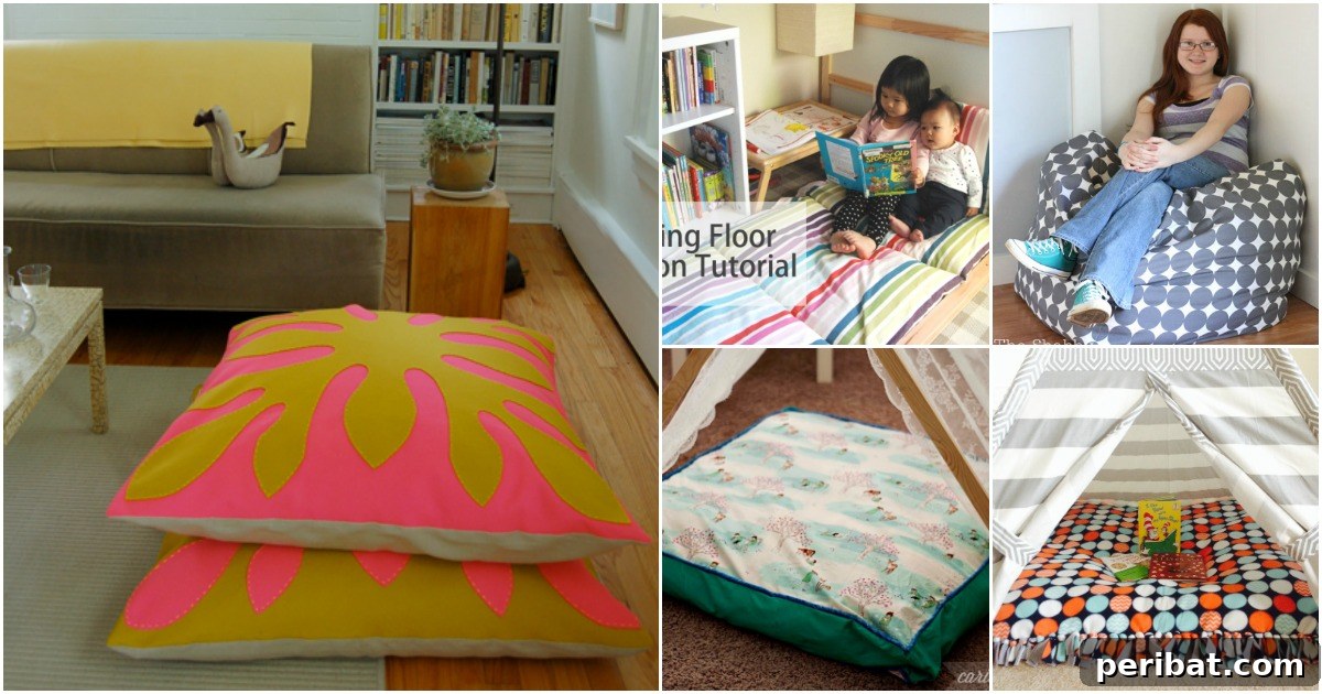 Lounge Large: 22 Easy DIY Giant Floor Cushions 2 giant floor pillows diy