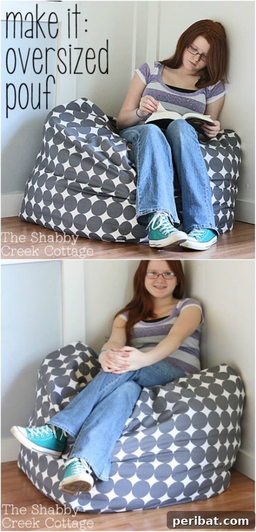 Lounge Large: 22 Easy DIY Giant Floor Cushions 18 West Elm Inspired Giant Floor Pouf