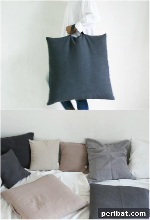 Lounge Large: 22 Easy DIY Giant Floor Cushions 9 Linen Floor Pouf With Handle