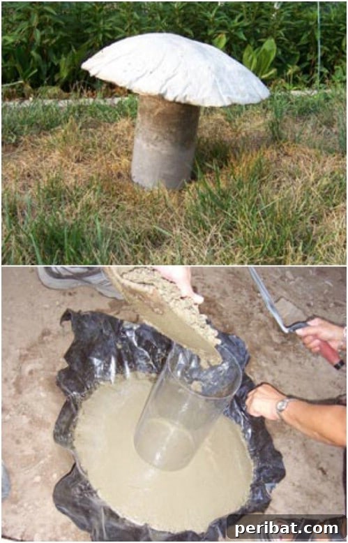 DIY Concrete Mushrooms
