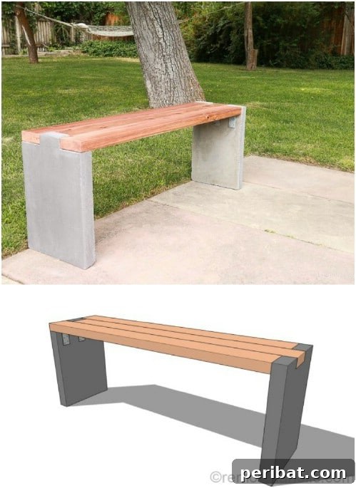 DIY Concrete Slab Garden Bench