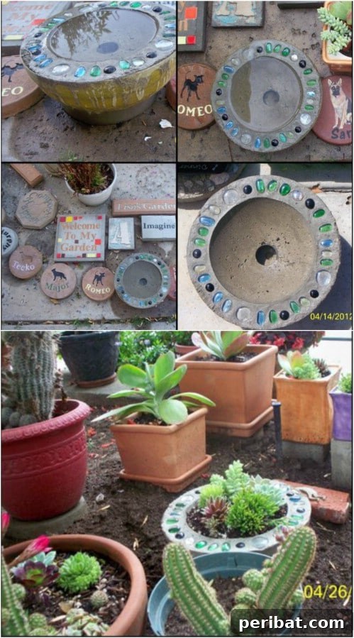 DIY Concrete Bowling Ball Planters