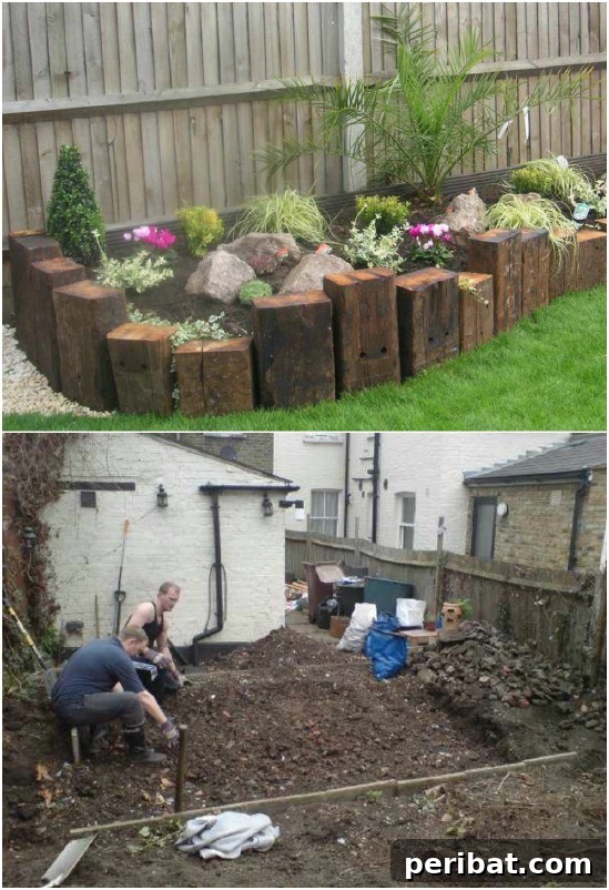 Repurposed Railway Sleeper Garden Fence