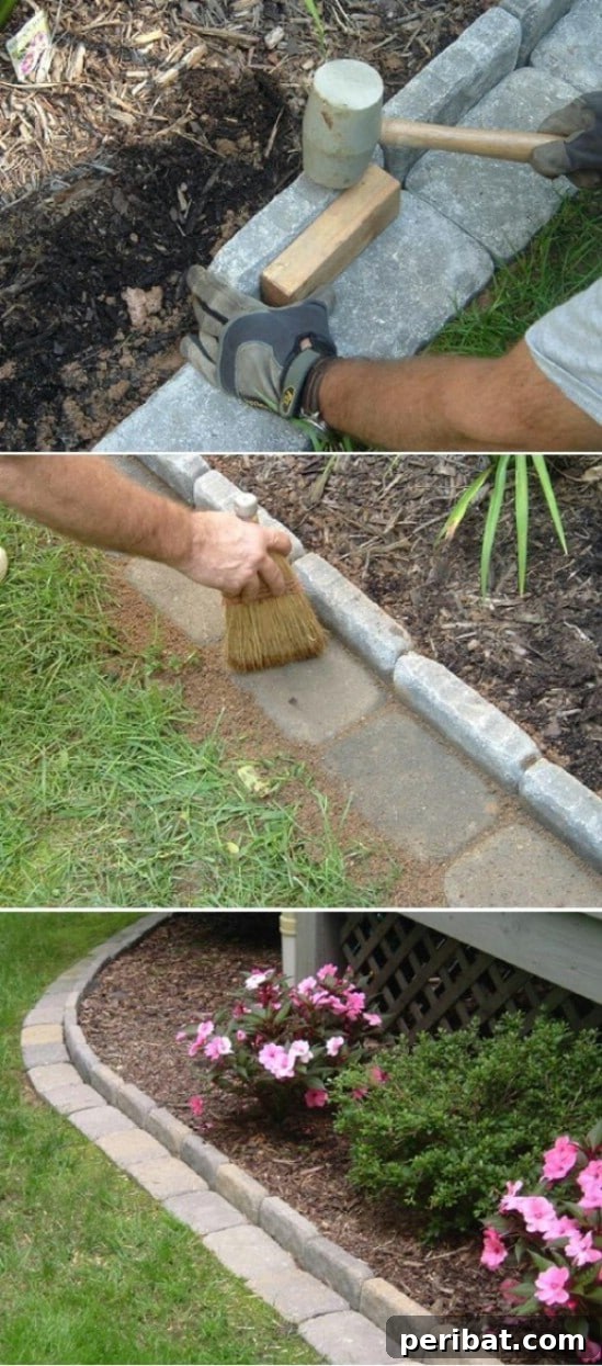 DIY Brick Flower Bed Edging