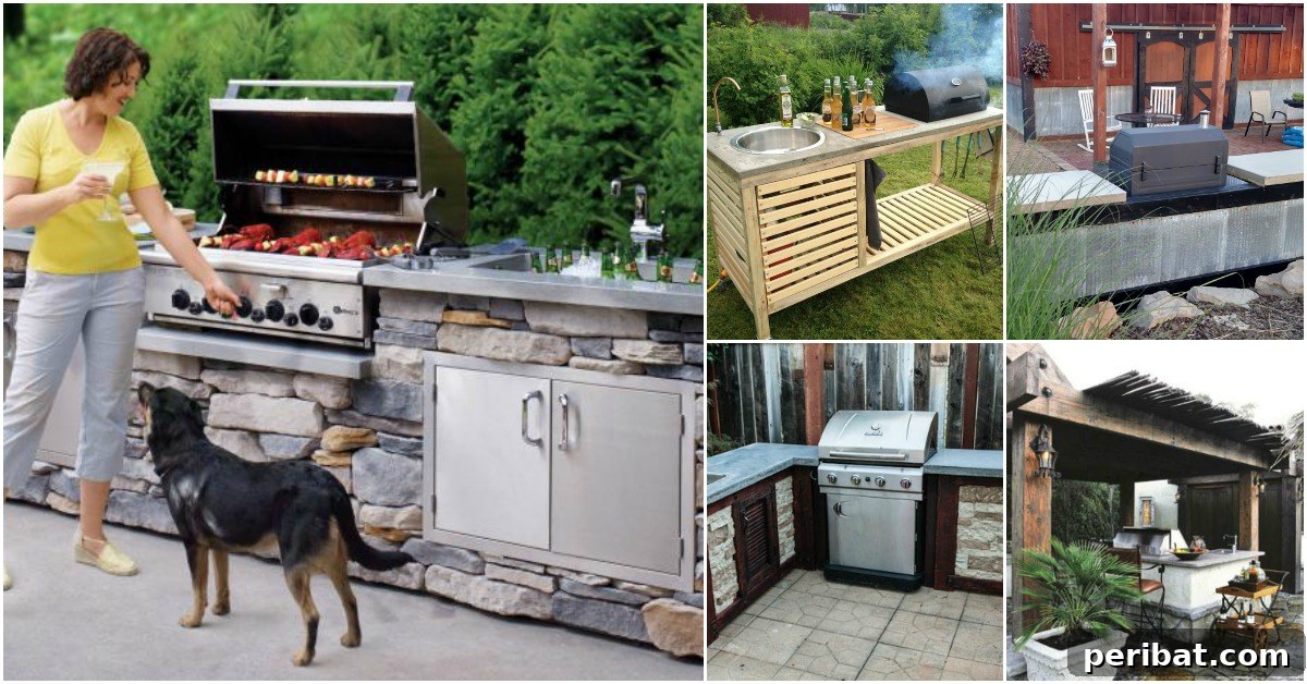Build Your Dream Outdoor Kitchen: 15 Budget-Friendly DIY Ideas 2 A beautifully designed outdoor kitchen with grill, sink, and ample counter space, built into a backyard patio.