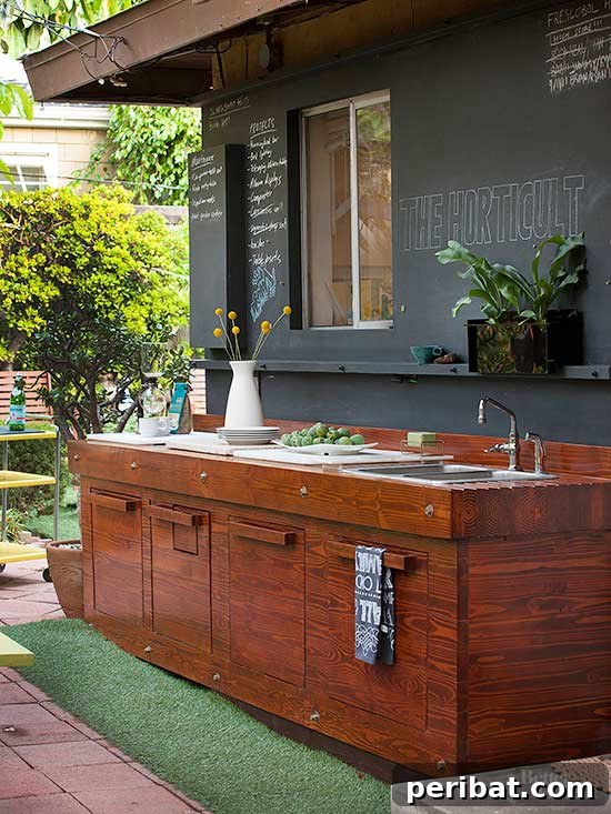Build Your Dream Outdoor Kitchen: 15 Budget-Friendly DIY Ideas 12 An innovative DIY outdoor kitchen made from repurposed kitchen cabinets, enhanced with brick and a new countertop.