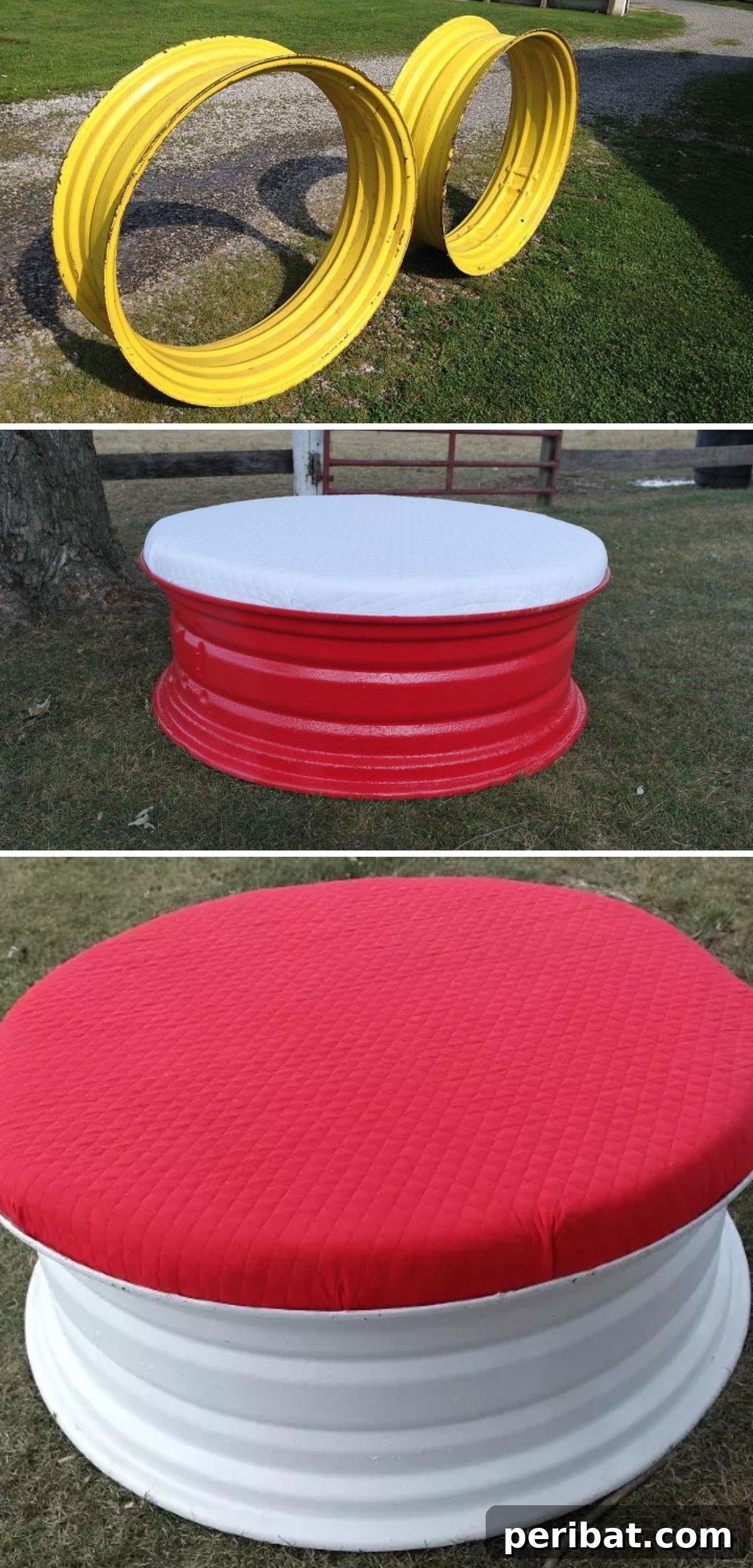 10 Brilliant Ways to Turn Car Scraps into Stylish Home Decor 11 Stylish DIY Tractor Tire Rim Ottomans for Indoor or Outdoor Seating
