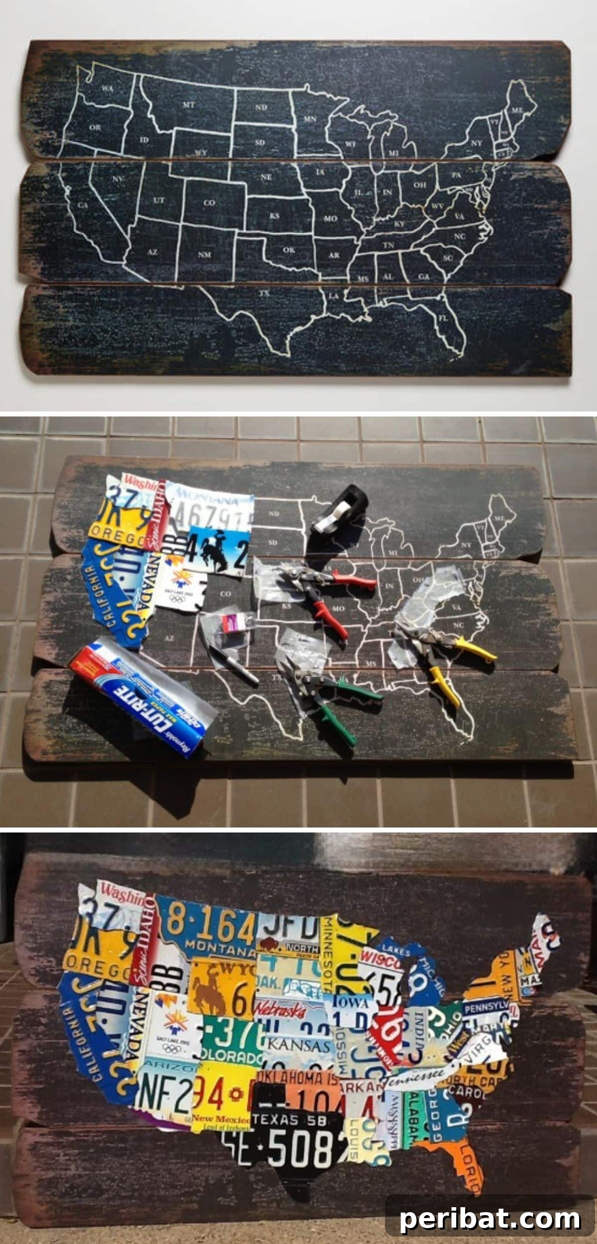 10 Brilliant Ways to Turn Car Scraps into Stylish Home Decor 7 Unique 50 States License Plate Map for Wall Decor