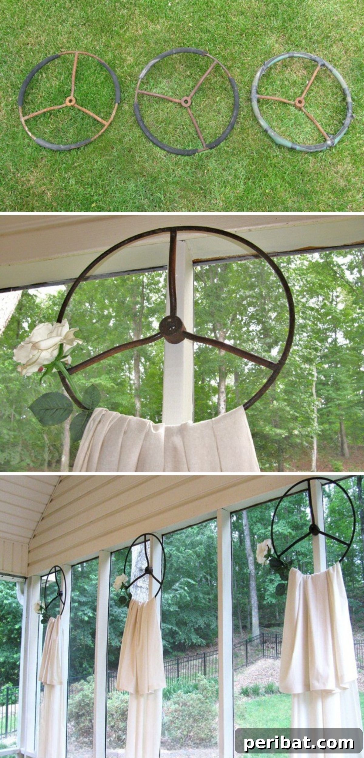 10 Brilliant Ways to Turn Car Scraps into Stylish Home Decor 10 Chic Repurposed Steering Wheel Curtain Holders for Industrial Decor