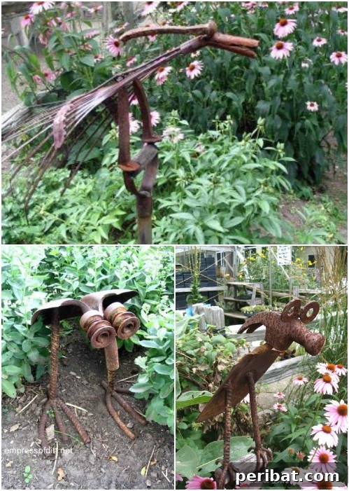 Weathered Wonders: 11 DIY Metal Accents for Your Garden 11 DIY Rusted Tool Garden Animals