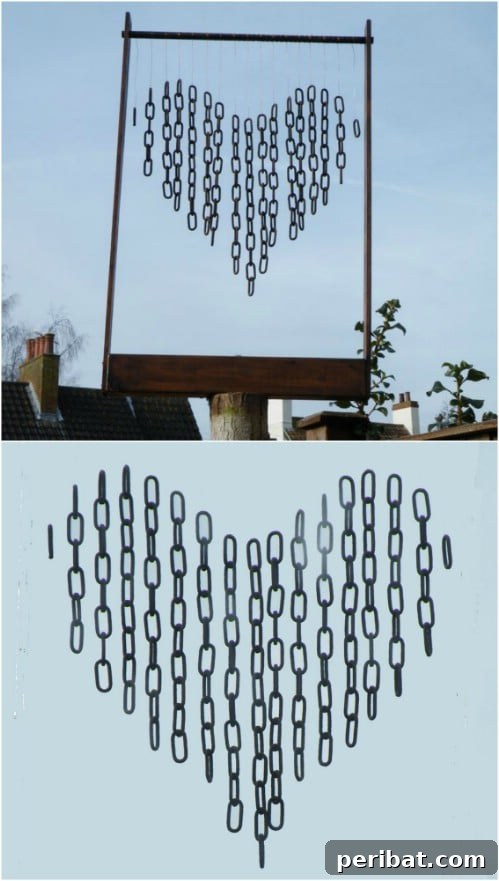 Weathered Wonders: 11 DIY Metal Accents for Your Garden 3 Rustic Metal Heart Windchime