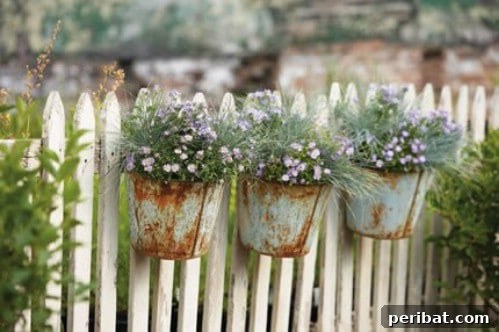 Weathered Wonders: 11 DIY Metal Accents for Your Garden 4 Rustic Metal Bucket Planters
