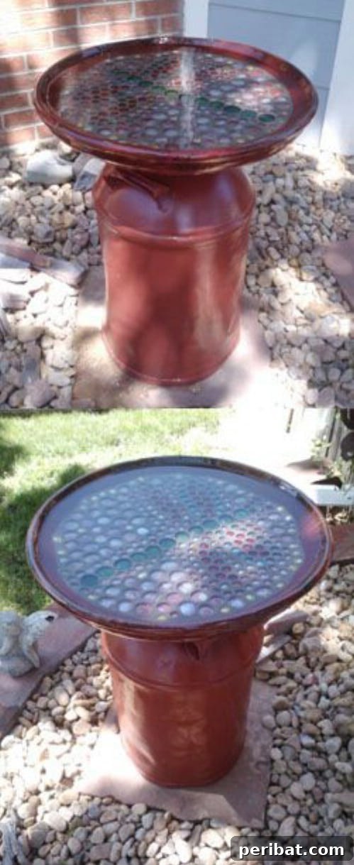 Weathered Wonders: 11 DIY Metal Accents for Your Garden 9 Old Fashioned DIY Milk Can Birdbath