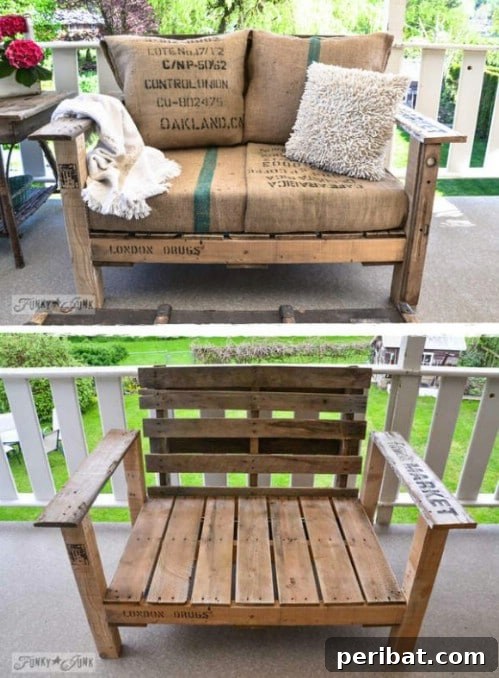 DIY Pallet Wood Chair With Farmhouse Cushions