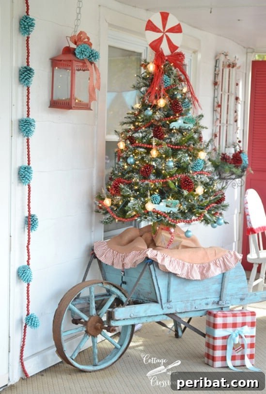 Vintage Outdoor Wheelbarrow Christmas Tree Stand