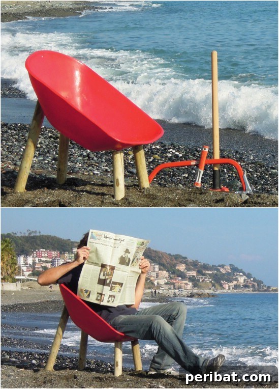 Repurposed Wheelbarrow Chair
