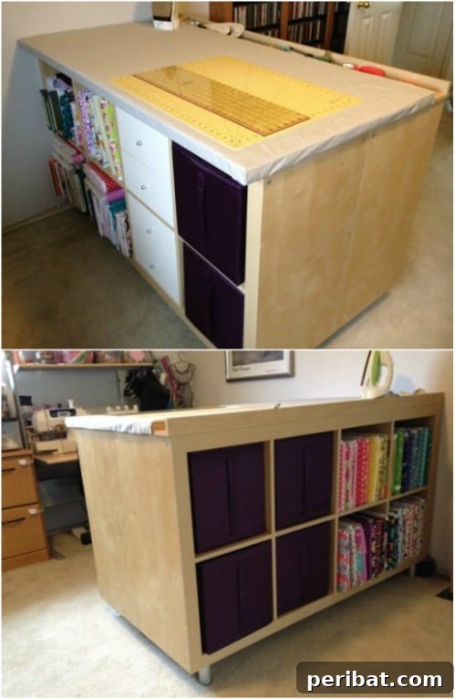 17 Effortless DIY Craft Desks for Your Dream Creative Space 12 IKEA Hack – Expedit Crafting Desk