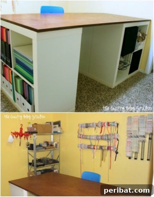 17 Effortless DIY Craft Desks for Your Dream Creative Space 15 IKEA Kallax Craft Table