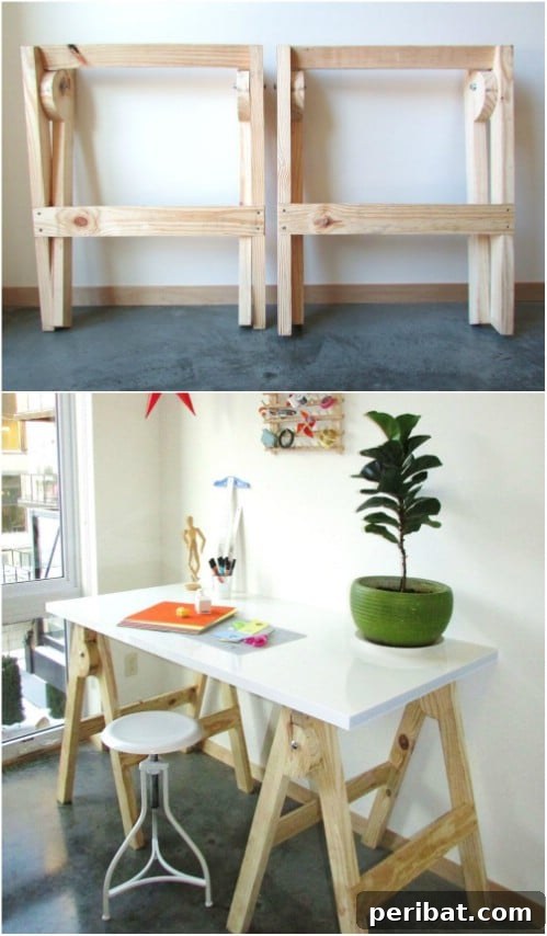 17 Effortless DIY Craft Desks for Your Dream Creative Space 17 Quick One Hour Sawhorse Crafting Desk