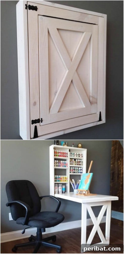17 Effortless DIY Craft Desks for Your Dream Creative Space 10 Murphy Style Hideaway Craft Desk