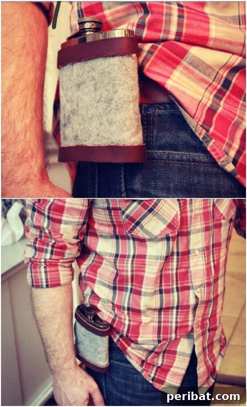 Easy No Sew Wool And Leather Flask Sleeve