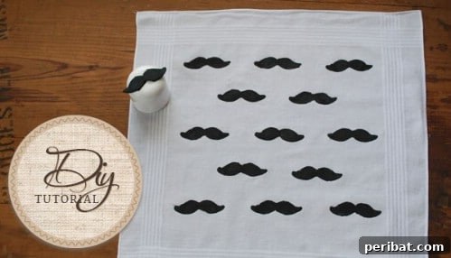 Whimsical DIY Stamped Mustache Handkerchief